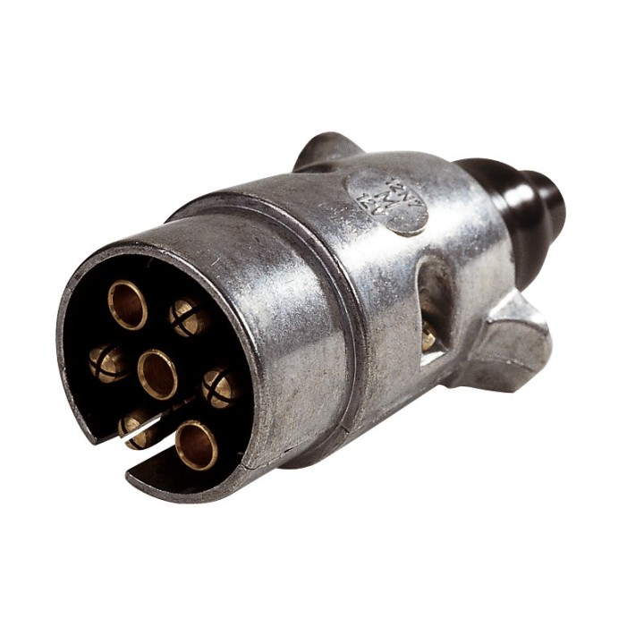 Prise Caravane 7 Plots en Métal - Fixation Aluminium - 7 Broches Laiton