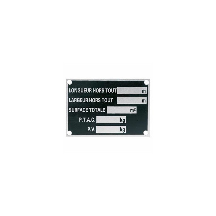 Plaque Constructeur en Aluminium pour Remorque - Dimensions 100 x 70 mm