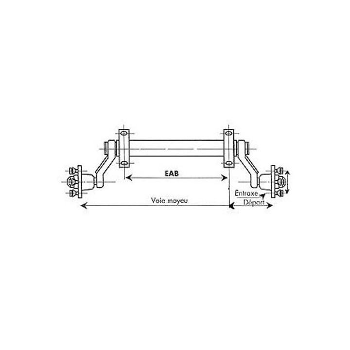 Essieu de Remorque non freiné 750KG - 4TR130