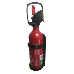 Extincteur ABC 1KG à poudre avec support inclus - idéal pour habitations et véhicules.