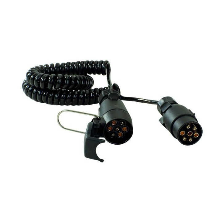 Rallonge spirale mâle/mâle plastique 3,5 m - 7 x 0,75 mm²