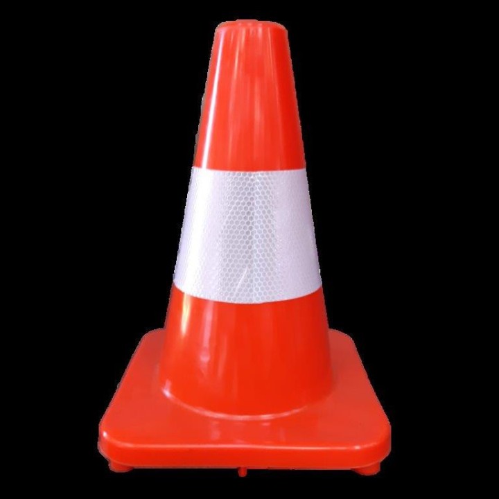 Cône PVC 300 mm Souple - Rouge/Blanc avec Bande Réfléchissante