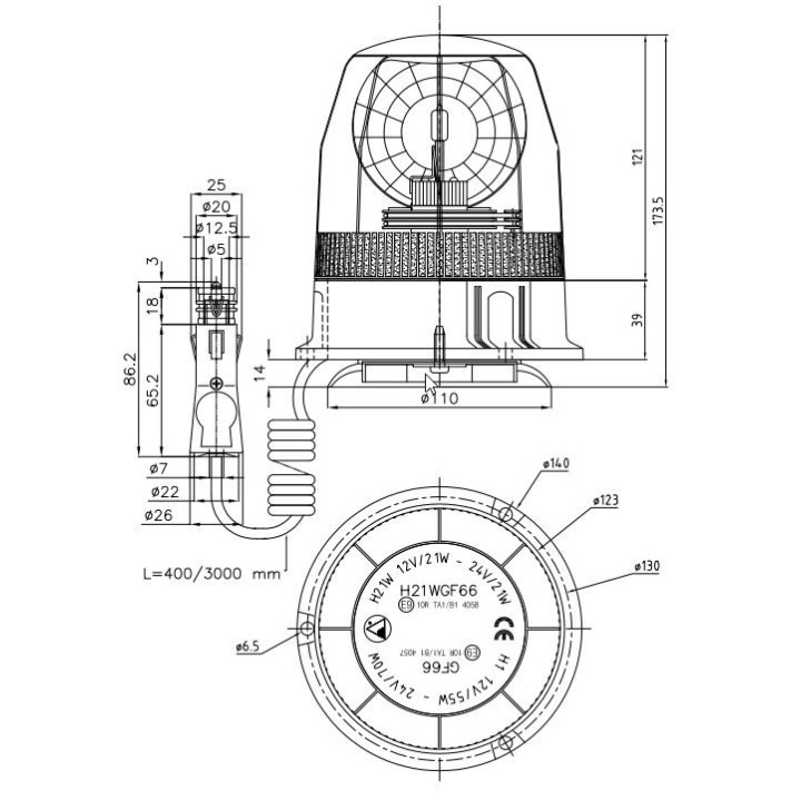 GYROPHARE HALO LYNX MAGNETIQUE