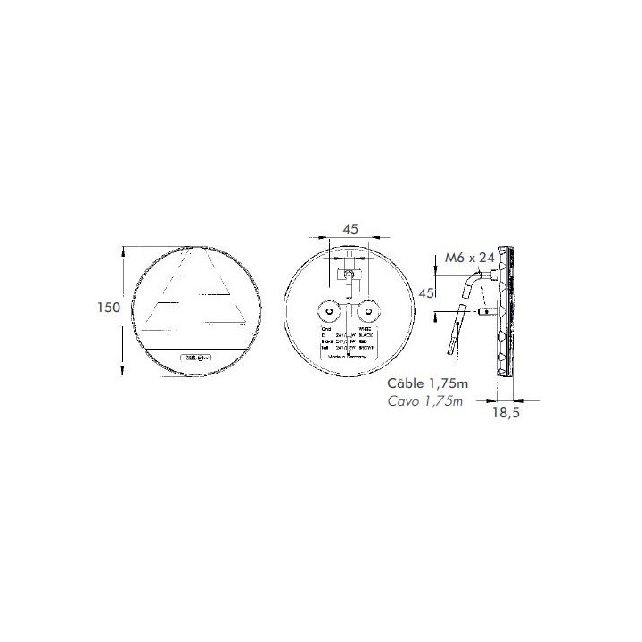 Feu arrière à LED 12/24V IP69 D/G