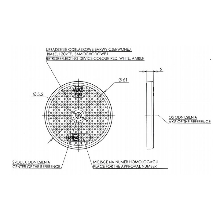 CATADIOPTRE ADHESIF ROND ORANGE