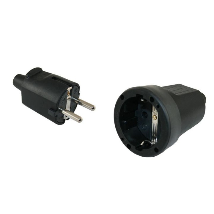 FICHE MALE 220 V CAOUTCHOUC SHUKO