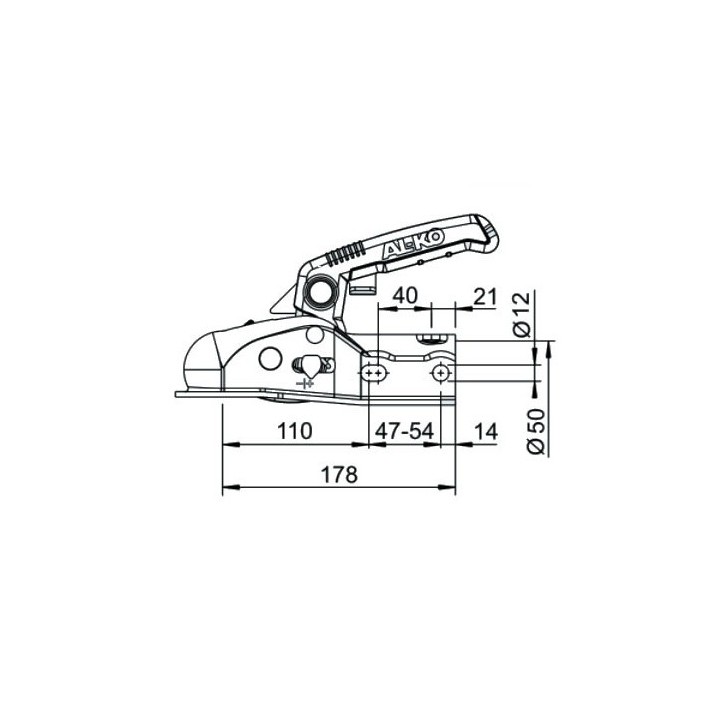 Tête d’attelage ALKO AK161 - Ø50 mm - 1600 kg - Entretoises 35/45 mm incluses