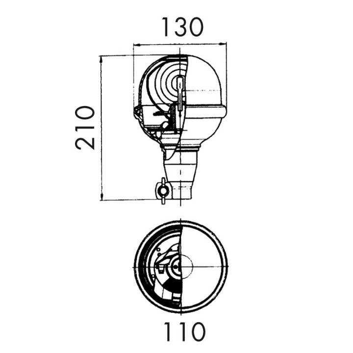 Gyrophare SATURNELLO 12V - Tige Flexible - Gyrophare à ampoule halogène