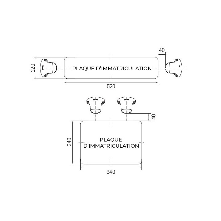 Pack de 2 éclaireurs de plaque LED 12-24V + 500mm de câble plat