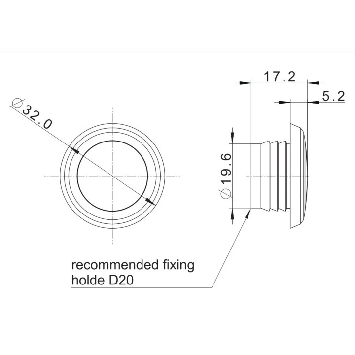 FEU DE GABARIT LED BLANC A ENCASTRER 12/24V + câble 2×0,75 mm²