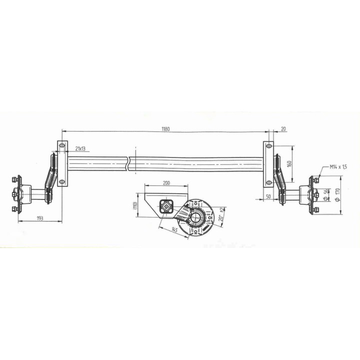 Essieu de Remorque non freiné 750KG - 4TR130