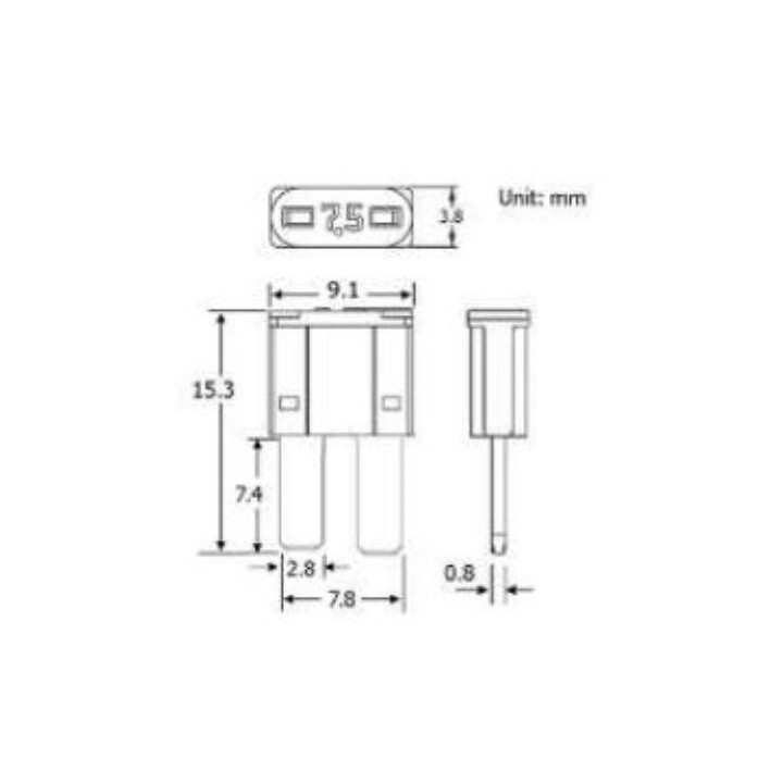 Fusible micro a broches - 15A (par 50) - Fusibles et porte-fusibles