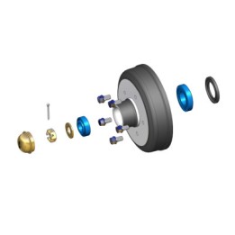 KIT MOYEU 5x140 POUR FREIN Ø250x40 TYPE R40 - Composition du kit avec éléments prêts à être installés.
