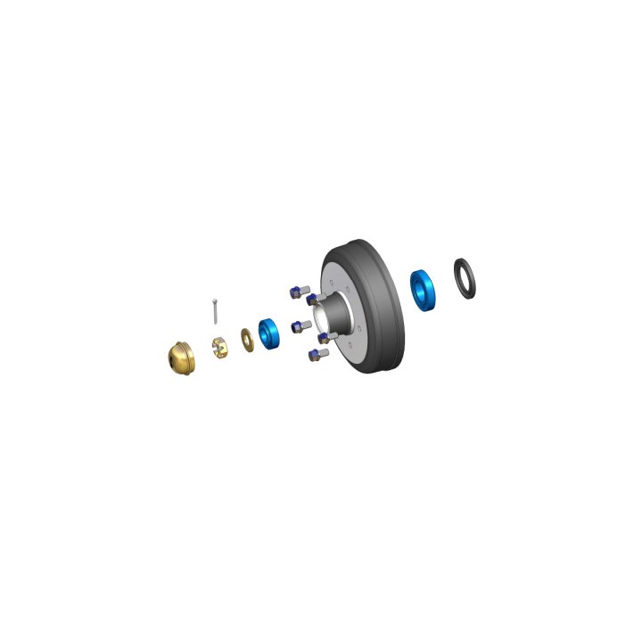 KIT MOYEU 5x140 POUR FREIN Ø250x40 TYPE R40 - Composition du kit avec éléments prêts à être installés.