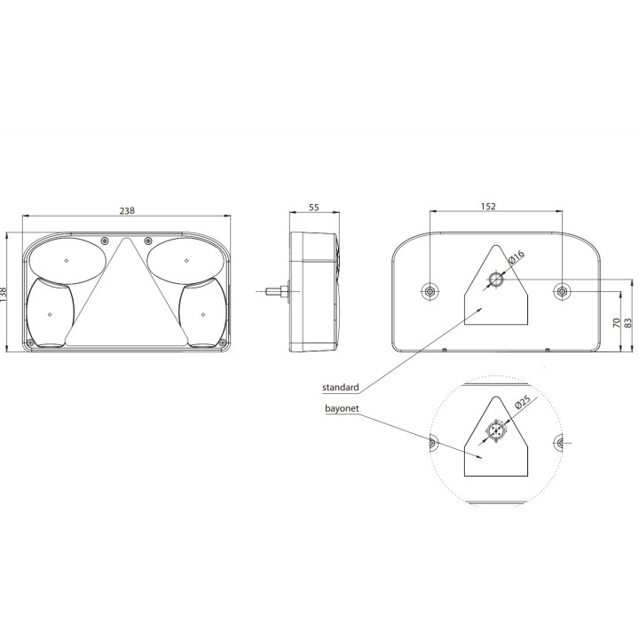 FEU ARRIERE GAUCHE AVEC TRIANGLE + 5 PLOTS