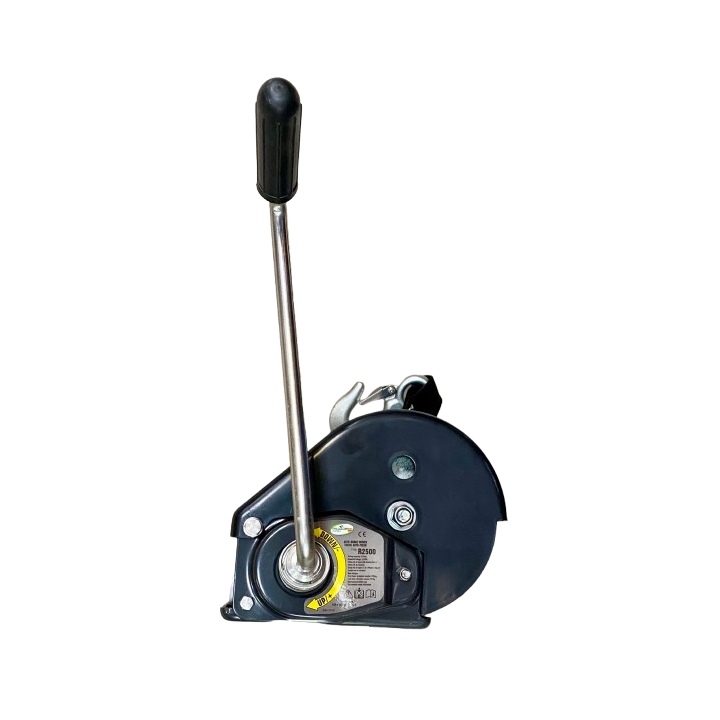 Treuil halage manuel 2950 kg - Sangle 8 m - Base galvanisée et coque protectrice