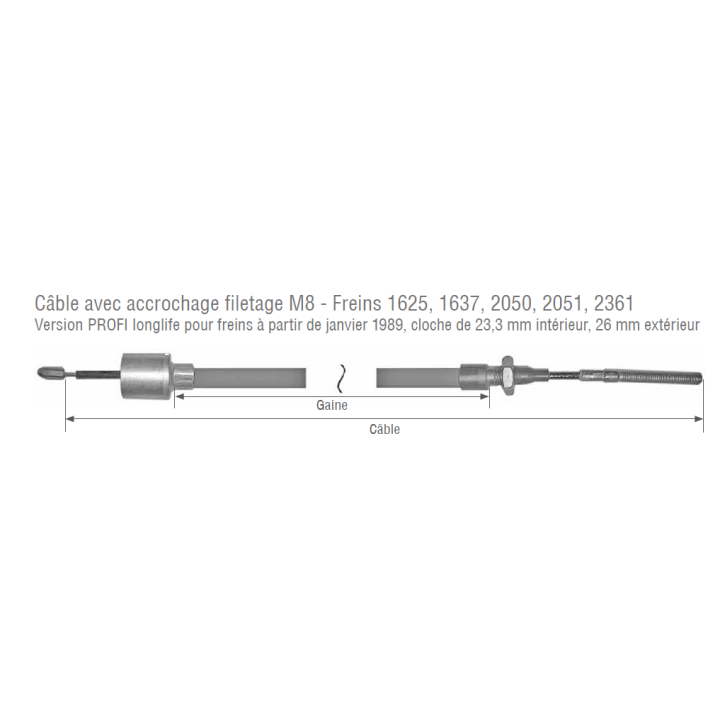 Câble de frein ALKO 1130 - 1340 MM à visser - 299 712