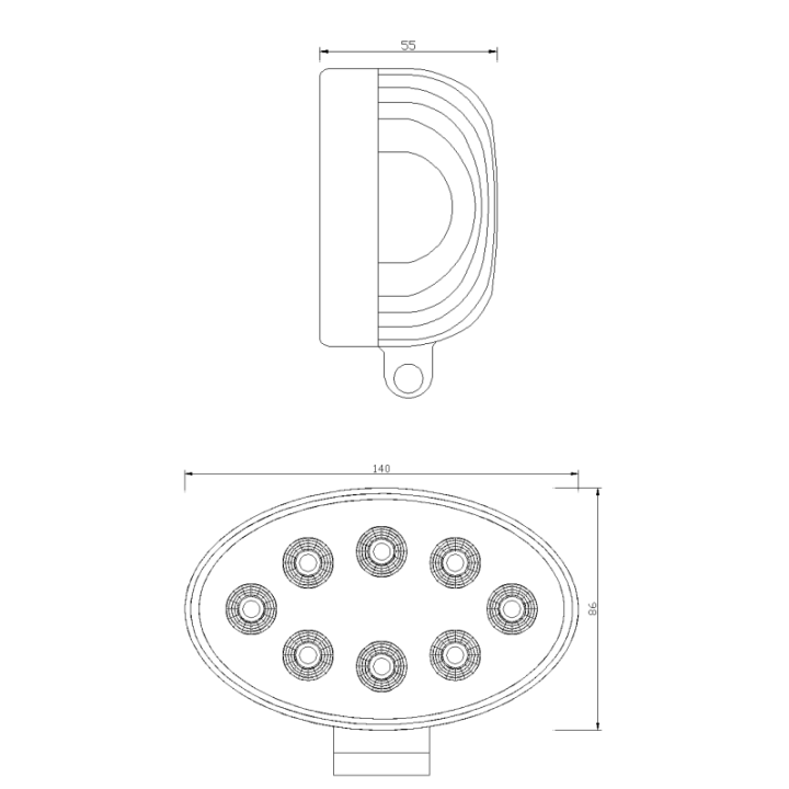Phare de Travail LED - Ovale - 1920 lumens