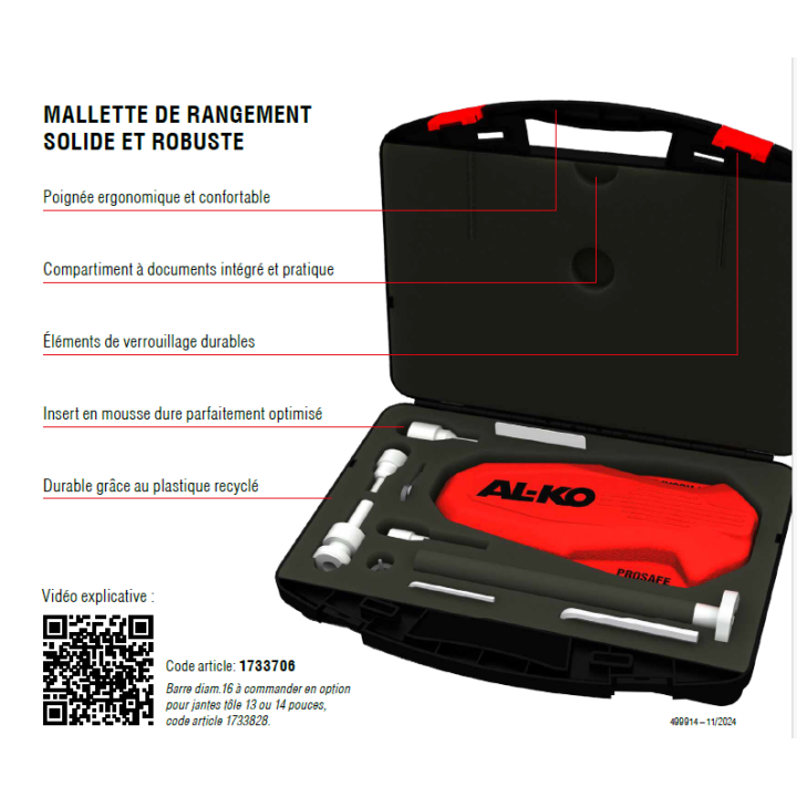 Mallette ergonomique AL-KO PROSAFE – Stockage pratique et durable.