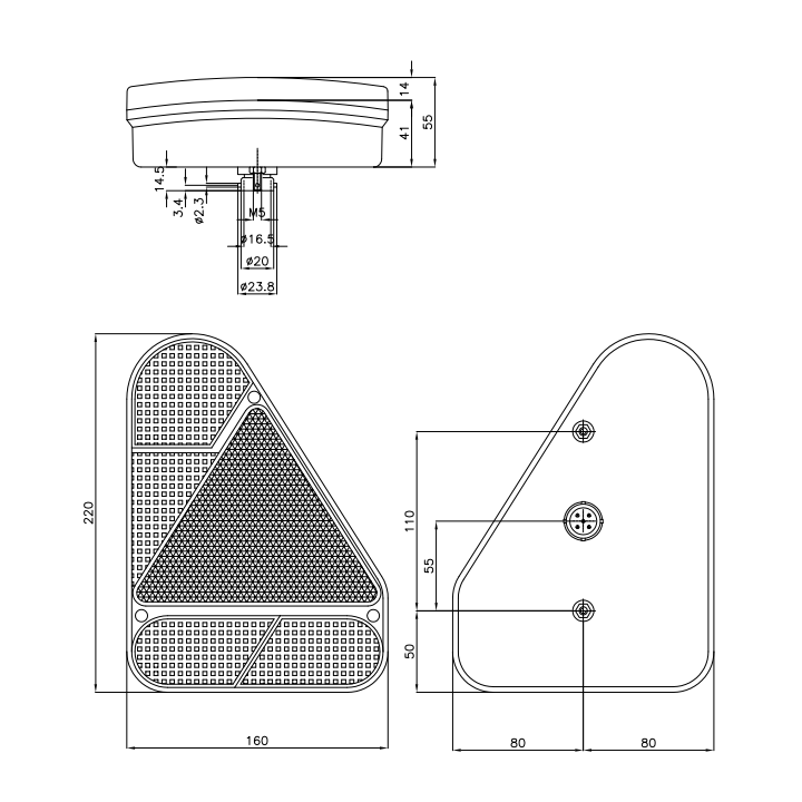 Feu 5 Fonctions Droit AJBA FP 76 - 12V - Clignotant, stop, veilleuse, feu de brouillard, catadioptre