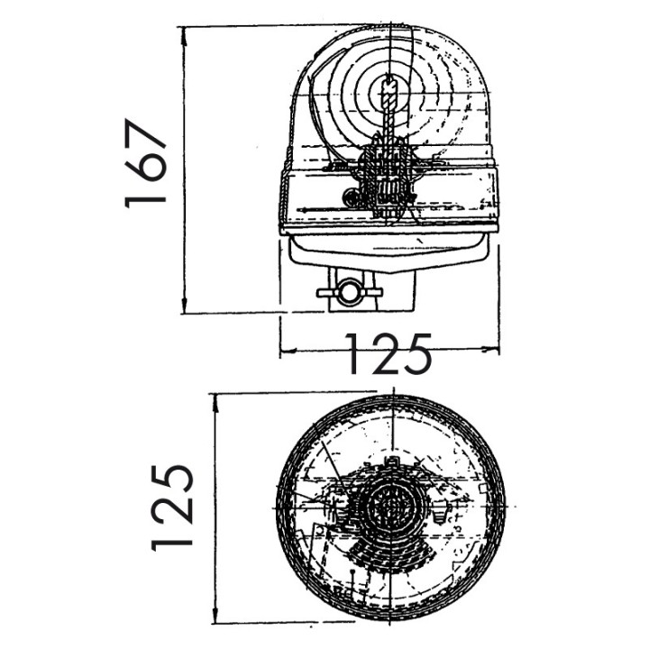 Gyrophare TAURUS 12/21V - Tige Rigide - Gyrophare à ampoule classique